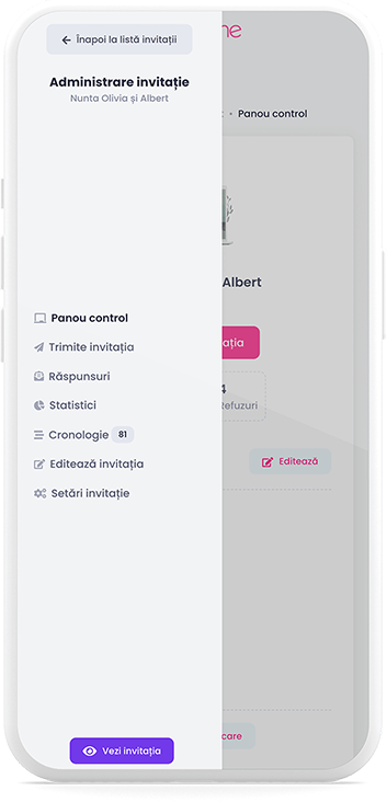 InviteMe.pt - Menu dashboard