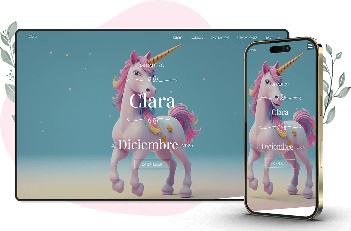 Modelo de convite online de Batizado: Light