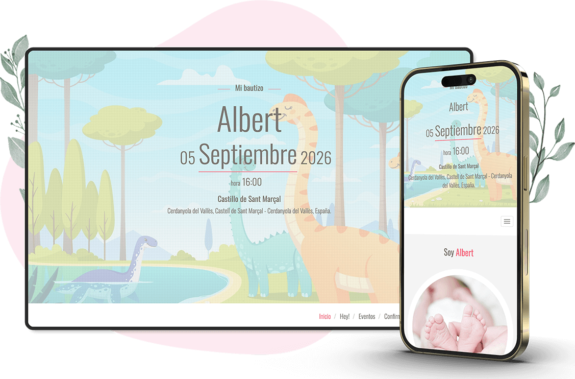 Modelo de convite online de Batizado: Pure