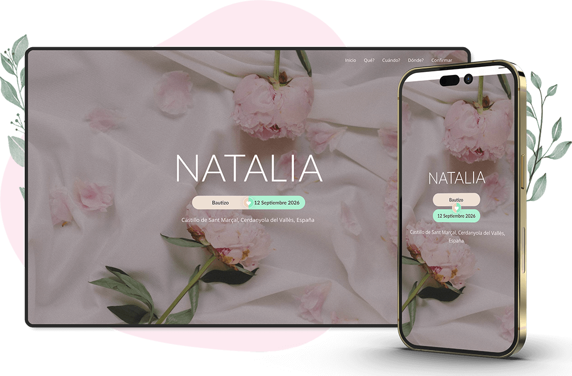 Modelo de convite online de Casamento e Batizado: Lovely